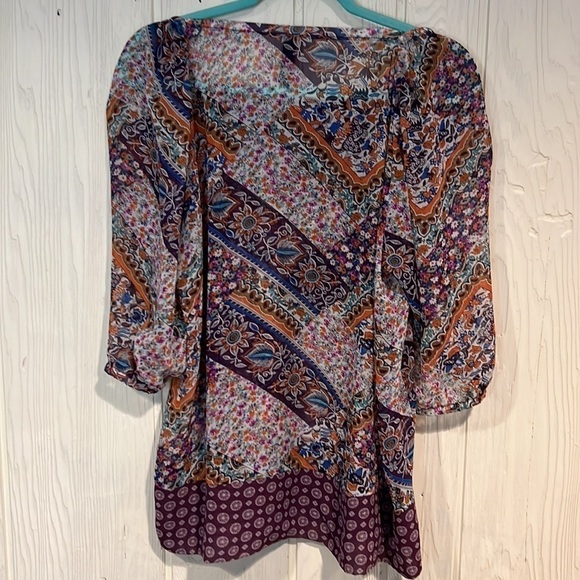 Pure Energy Floral Blouse Boho Sheer Large - Picture 5 of 10
